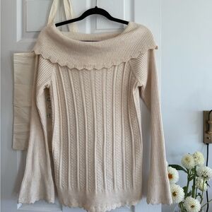 Cream Off-Shoulder Sweater